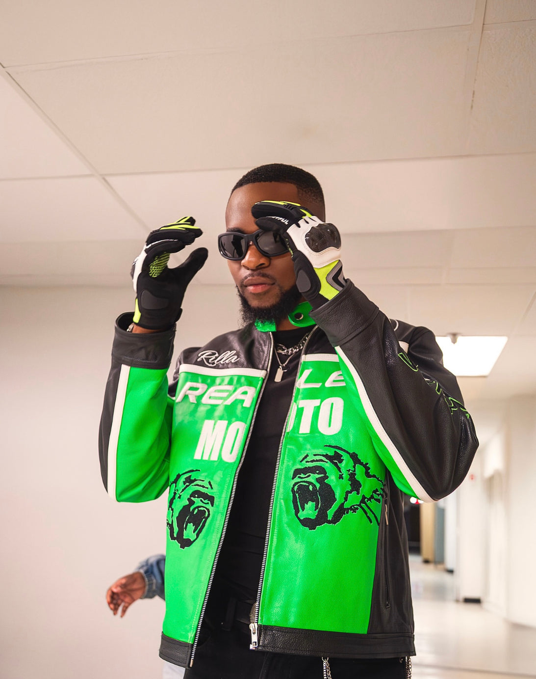 Lime Green Moto Biker Jacket