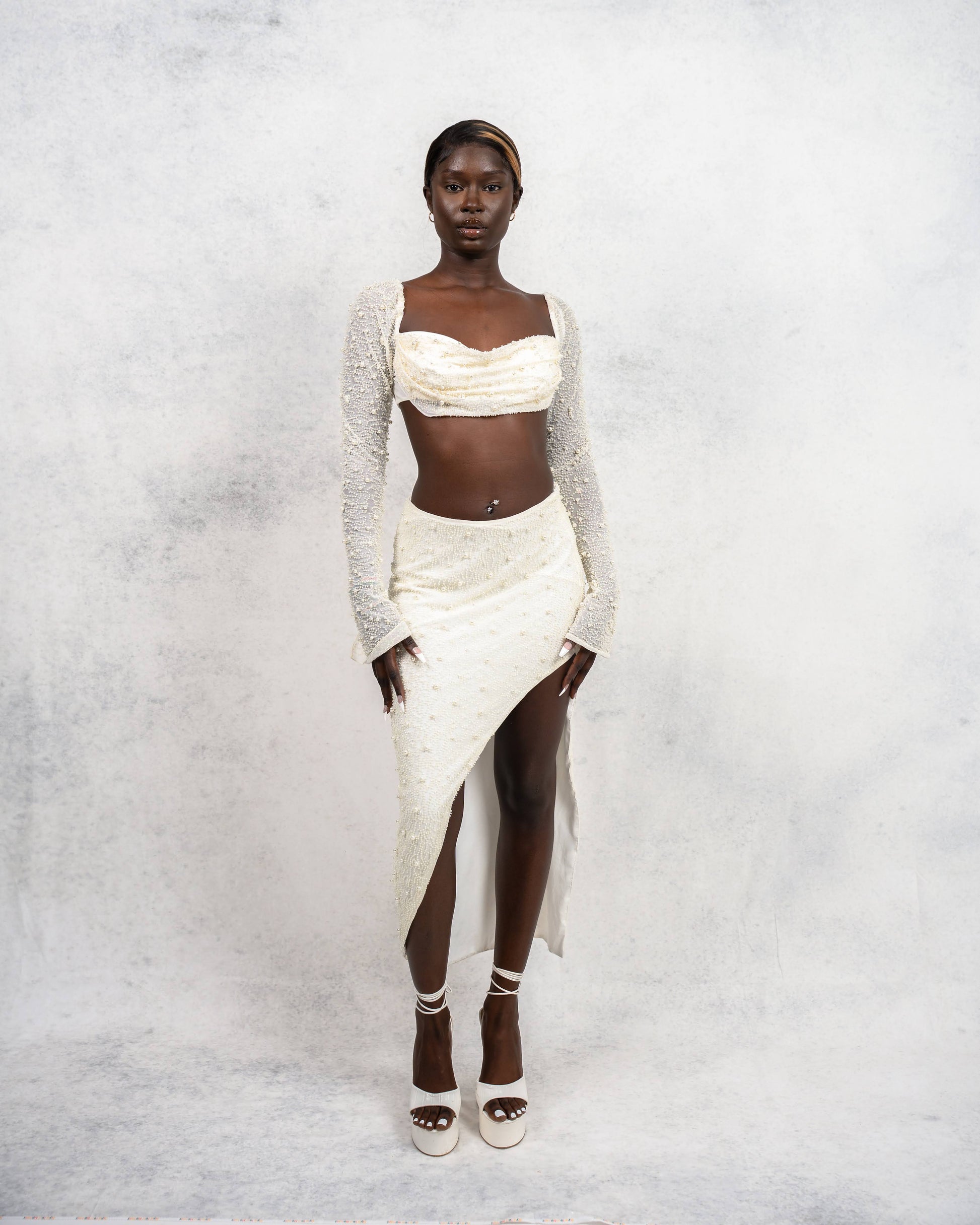 Pearl-Embellished Two-Piece Set