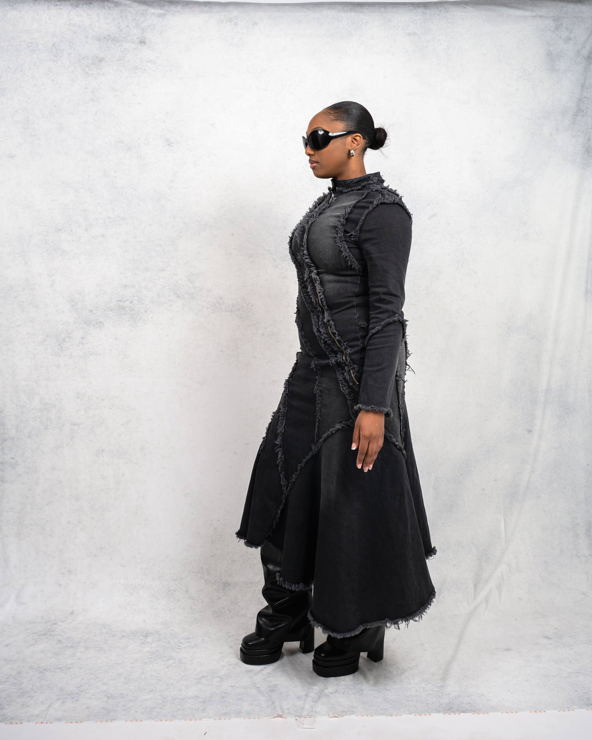 Distressed Long Sleeve Denim Dress