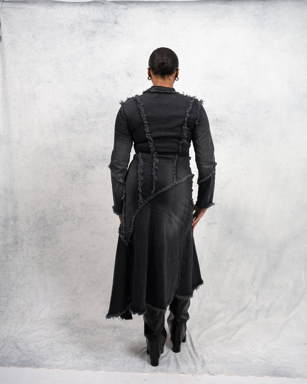 Distressed Long Sleeve Denim Dress