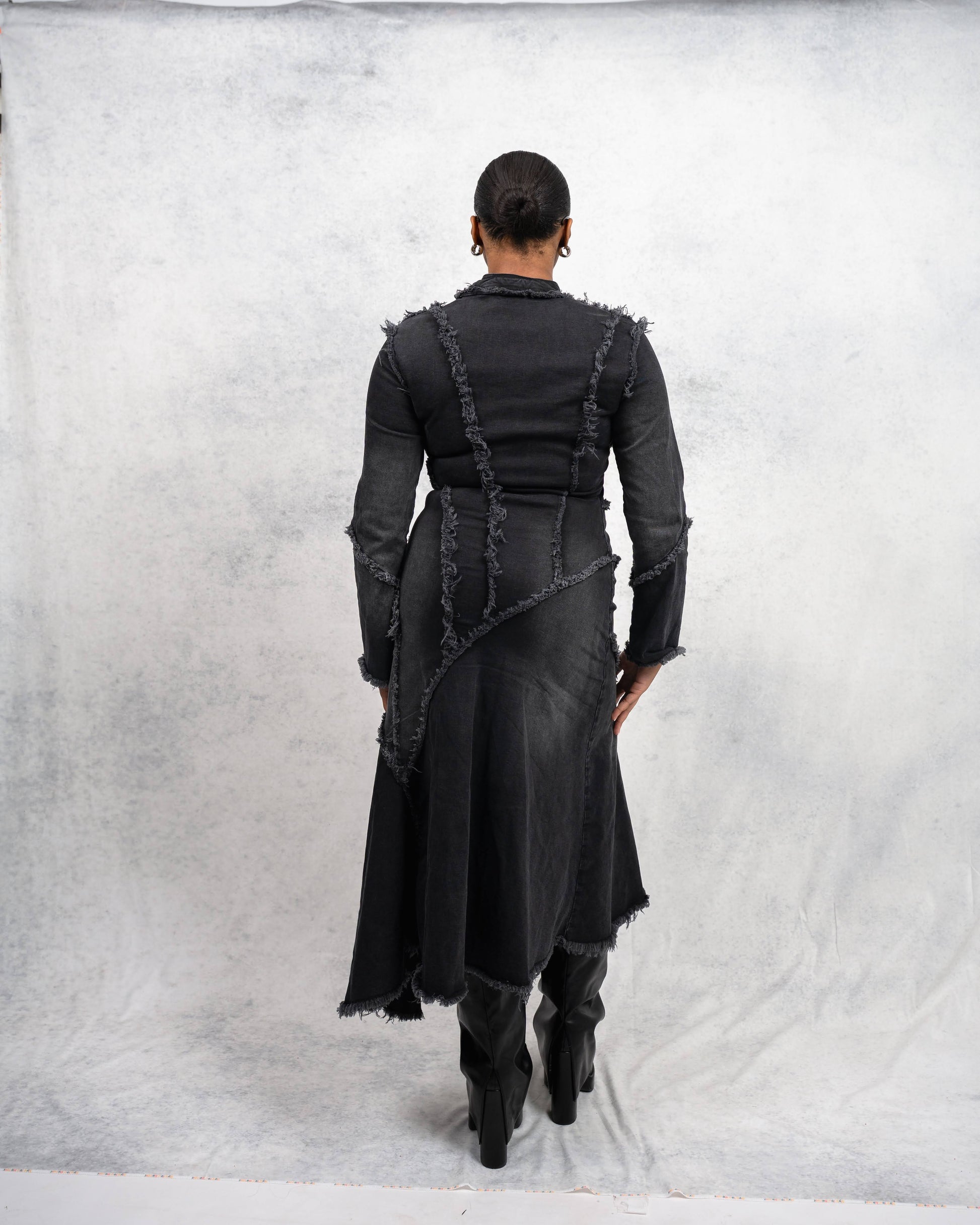 Distressed Long Sleeve Denim Dress