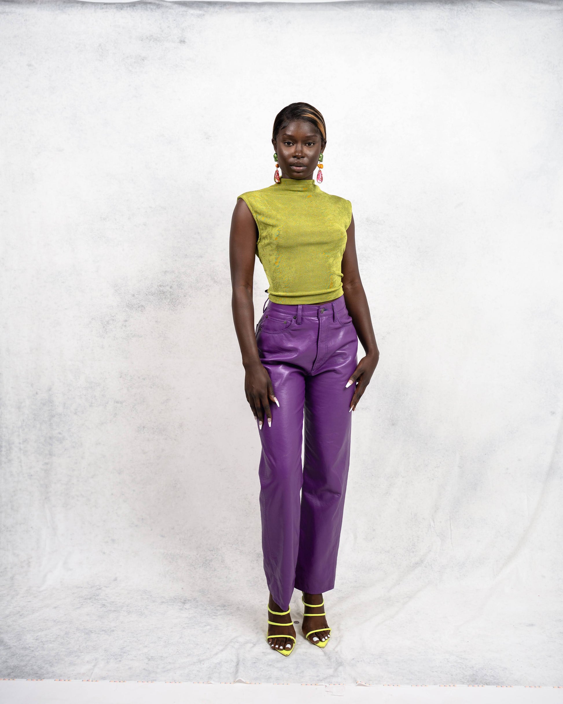 Purple Faux Leather Pants