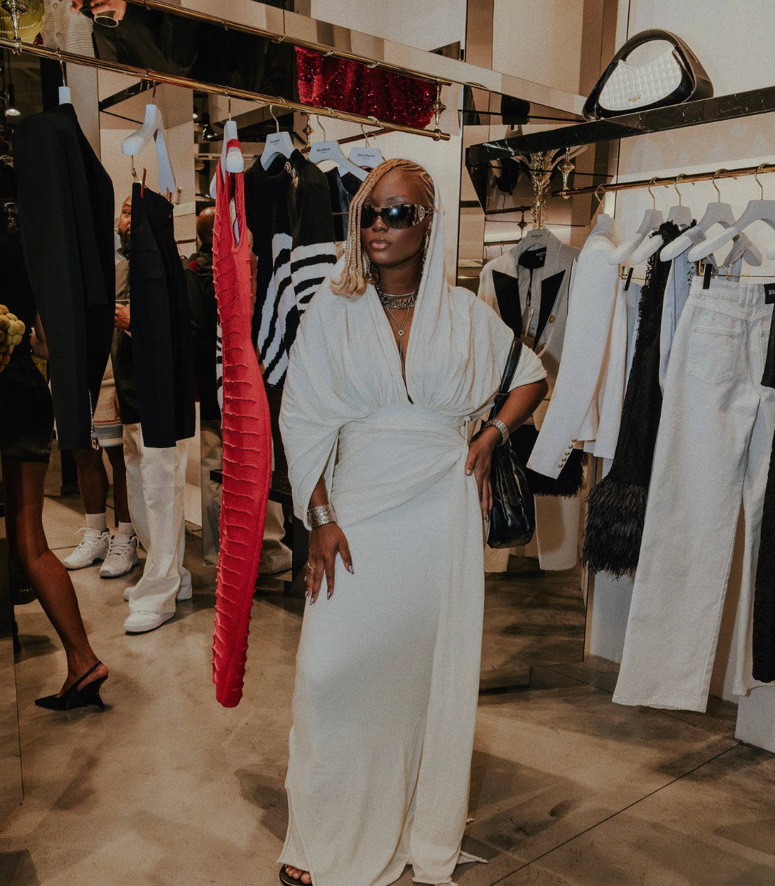 Cream Hooded Maxi Dress